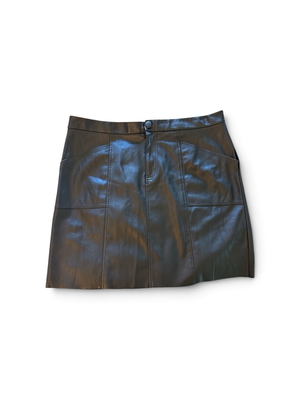 NIC+ZOE Black Faux Leather Mini Skirt Paneled Moto Chic